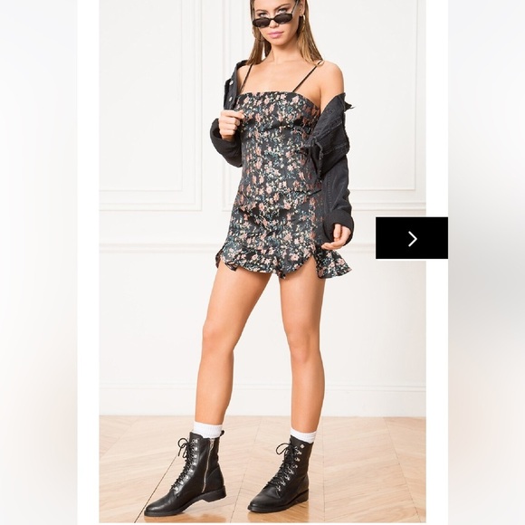 Superdown Macey Mini Dress Pink Floral Embroidered Size XXS Y2K Jacquard - Picture 2 of 11